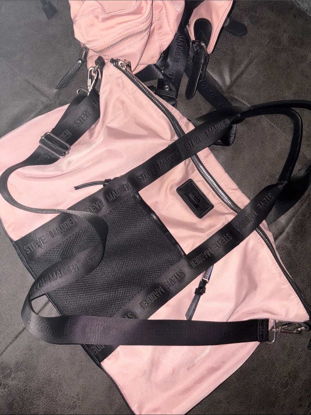 Steve Madden Pink and Black Convertible Tote with strap